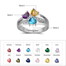 Load image into Gallery viewer, 925 Sterling Silver Custom Engraved Mothers Ring with Birthstones up to 5 Stones