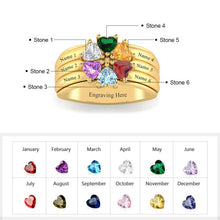 Load image into Gallery viewer, 925 Sterling Silver Custom Engraved Mothers Ring with Birthstones up to 5 Stones