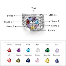 Load image into Gallery viewer, 925 Sterling Silver Custom Engraved Mothers Ring with Birthstones up to 5 Stones