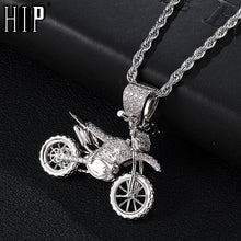 Load image into Gallery viewer, Cubic Zirconia Bling dirt bike pendant and Chain