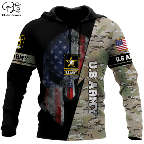 Veteran Military Army USA Shield And Camo Pullover