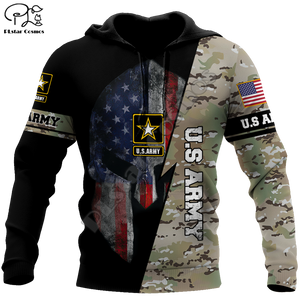 Veteran Military Army USA Shield And Camo Pullover
