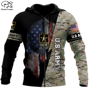 Veteran Military Army USA Shield And Camo Pullover