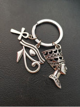 Load image into Gallery viewer, Egypt Key Ring /Keychain Ankh Ancient Egyptian Queen Anubis Horus Eye