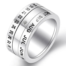 Load image into Gallery viewer, Number and Month Stainless Steel Calendar Rotatable Ring