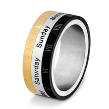 Load image into Gallery viewer, Number and Month Stainless Steel Calendar Rotatable Ring