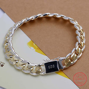 Exquisite 925 Sterling Silver 10mm Width 20cm Thick Silver Bracelet