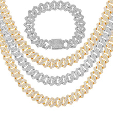 Load image into Gallery viewer, Iced Cuban Link Chains in Gold and silver including bracelet