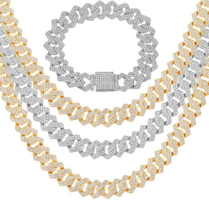 Iced Cuban Link Chains in Gold and silver including bracelet