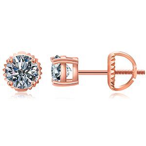 Real 0.1-1 Carat D Color Moissanite Earrings 100% 925 Sterling Silver and 14 Rose Gold
