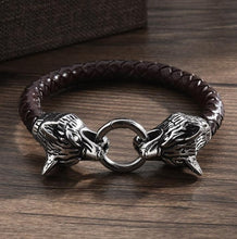 Load image into Gallery viewer, Leather Biting Wolf Bracelet