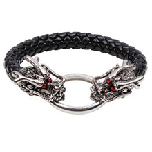 Load image into Gallery viewer, Leather Biting Wolf Bracelet
