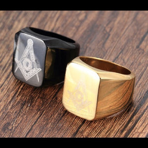 Black free mason ring and gold freemason ring stainless steel