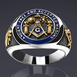 Vintage Freemason blue oildrop ring