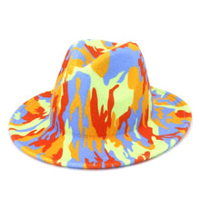 Load image into Gallery viewer, Tie-dye fedora graffiti letters monochrome fedora hat with painted felt