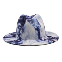 Load image into Gallery viewer, Tie-dye fedora graffiti letters monochrome fedora hat with painted felt