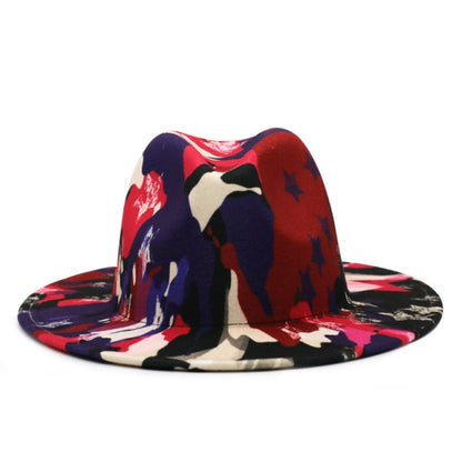 Tie-dye fedora graffiti letters monochrome fedora hat with painted felt