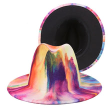 Load image into Gallery viewer, Tie-dye fedora graffiti letters monochrome fedora hat with painted felt