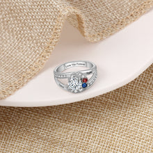 Load image into Gallery viewer, Personalized Stone Birthstone Moon Rings with Inlaid Jewel