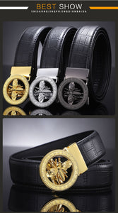 Luxury Design Gold Plated automatic Buckle Genuine Leather Belt