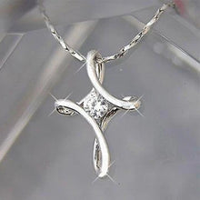 Load image into Gallery viewer, Silver Plated Winding Cross Pendant Necklaces For CZ Stone