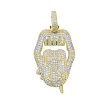 Load image into Gallery viewer, Iced Drip Dollar Cubic Zirconia Tongue Pendant