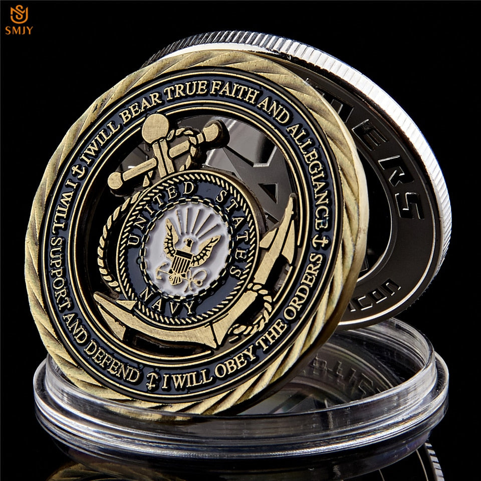 US Navy Core Value Emblem -Bronze Hollow Military Medal Commitment Coin